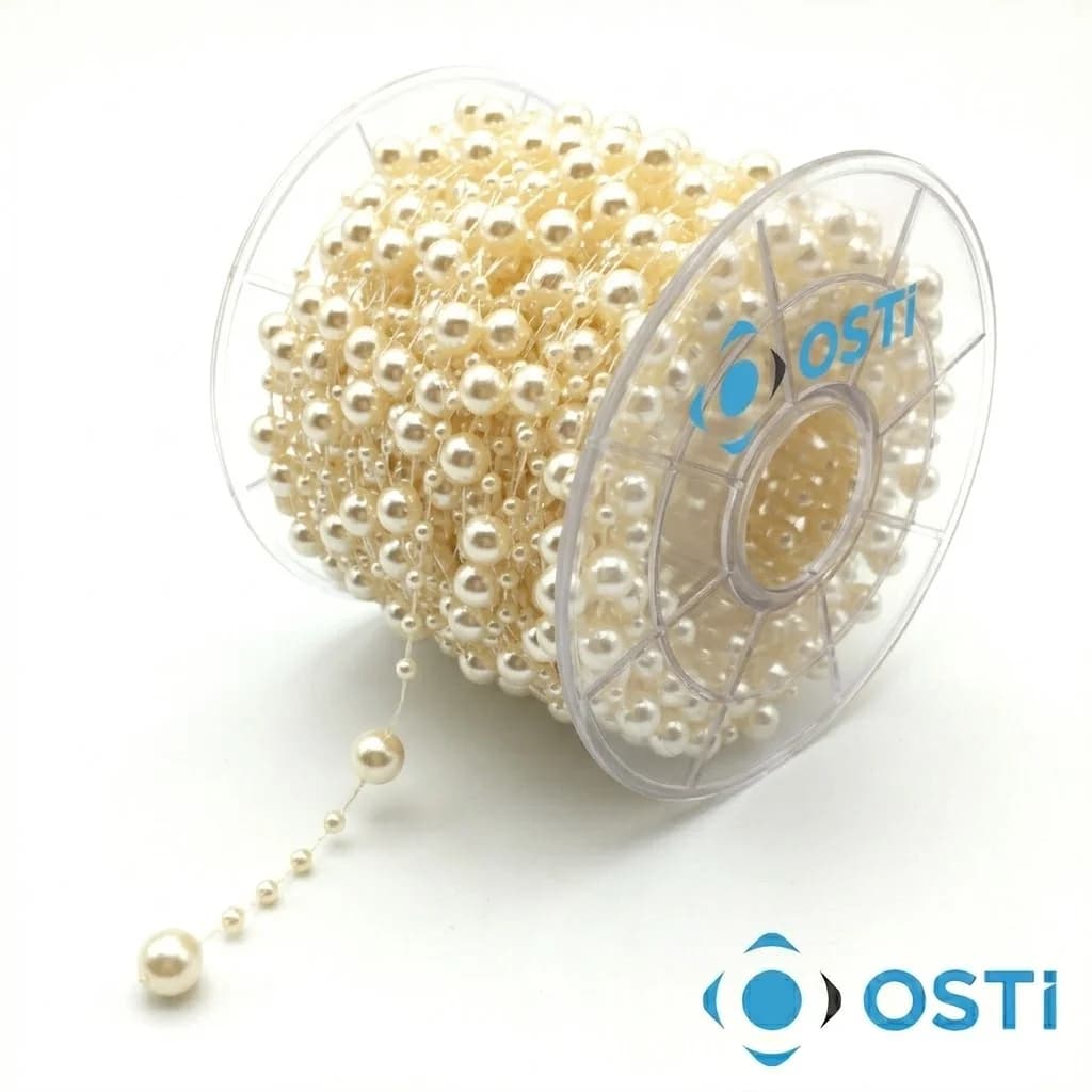 PLASTİK SAÇAK İNCİ BONCUK KREM BEYAZ 60 METRE 