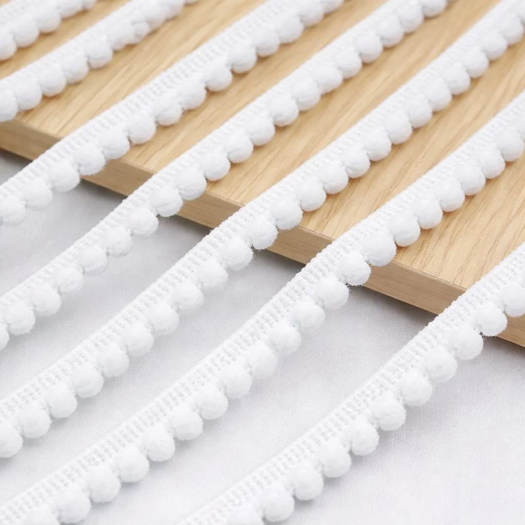 SIK ŞERİT PONPON BEYAZ 0,5CM 50 YARDA