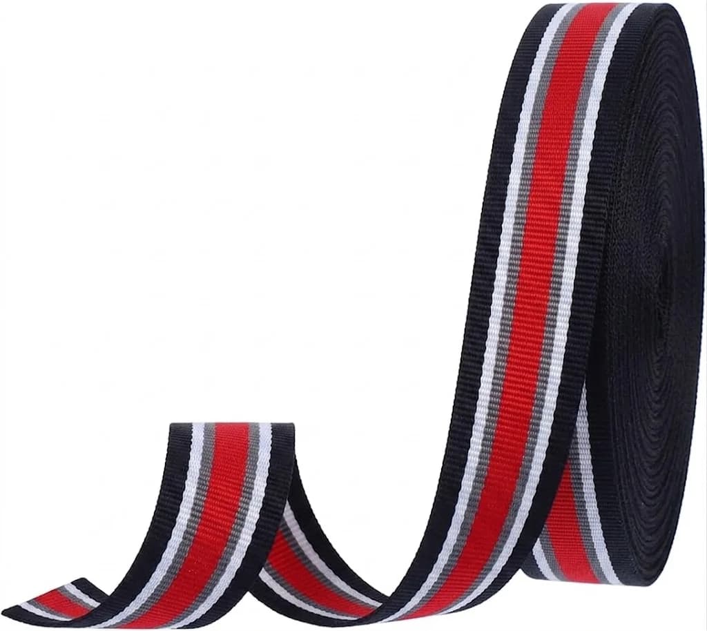 KIRMIZI GRİ BEYAZ DOKUMA ŞERİT 2 CM 100 METRE